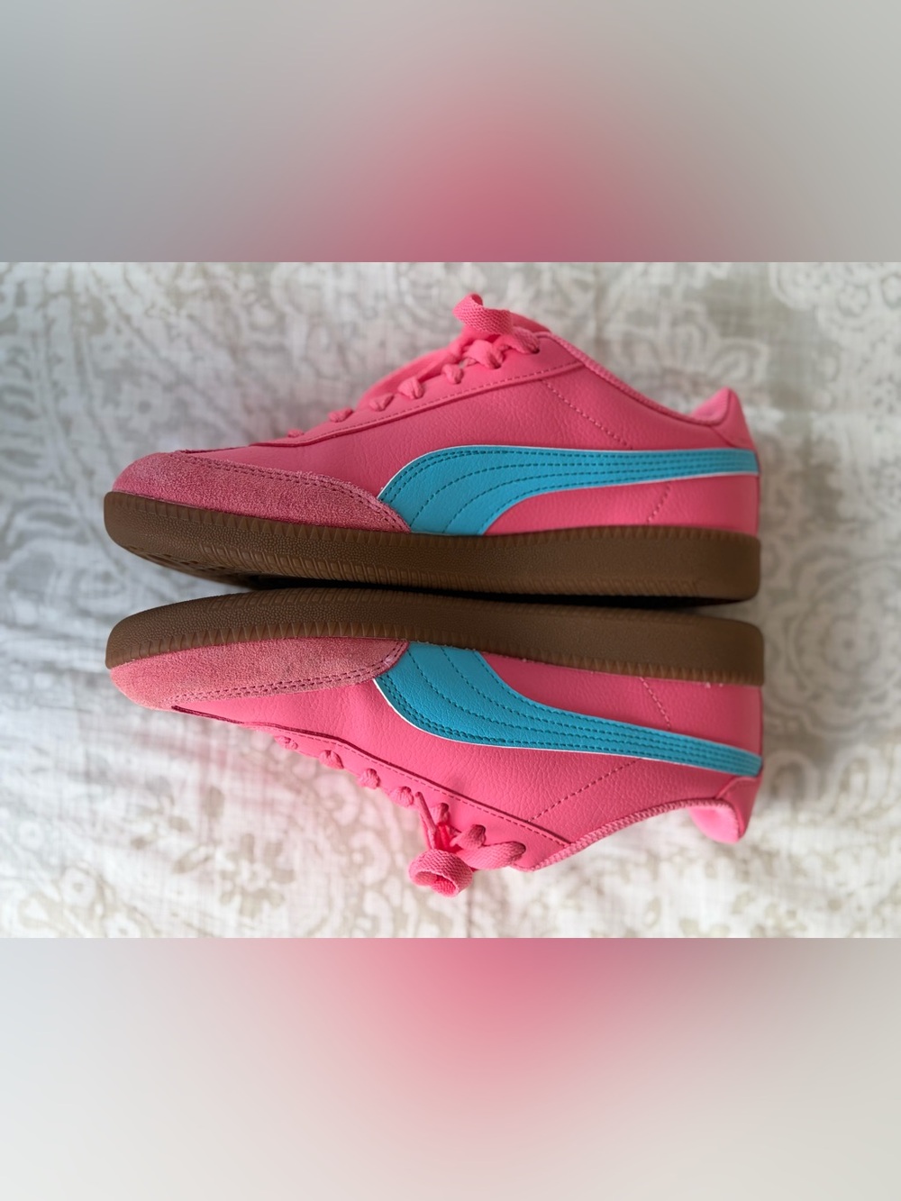 PUMA Women's 7.5 Athletic Sneakers Pink and Blue Gum Colorblock Lace Up - Picture 5 of 8